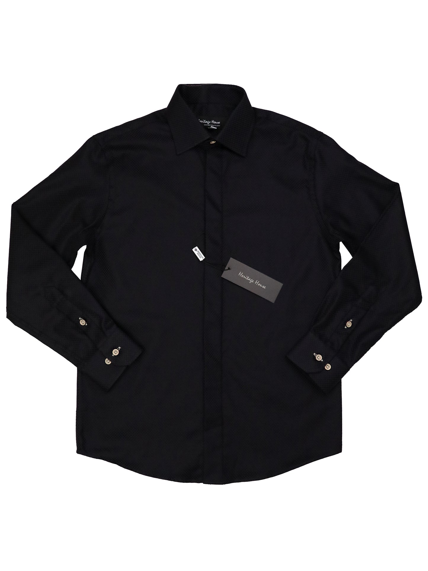 Heritage House 37848 Boy's Dress Shirt - Tonal Basketweave - Black