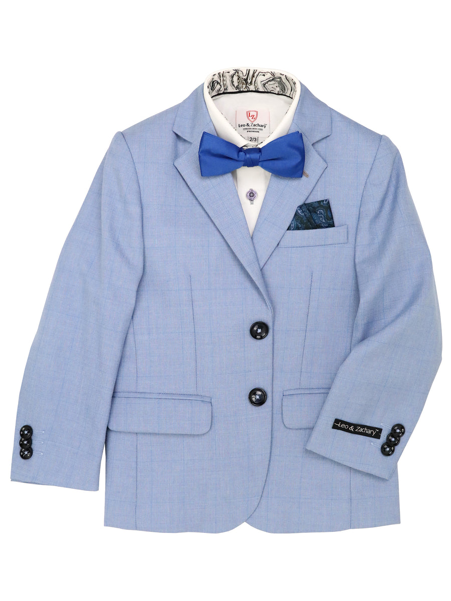 Leo & Zachary 37871 Boy's Suit Separate Jacket - Plaid - Graphic Blue