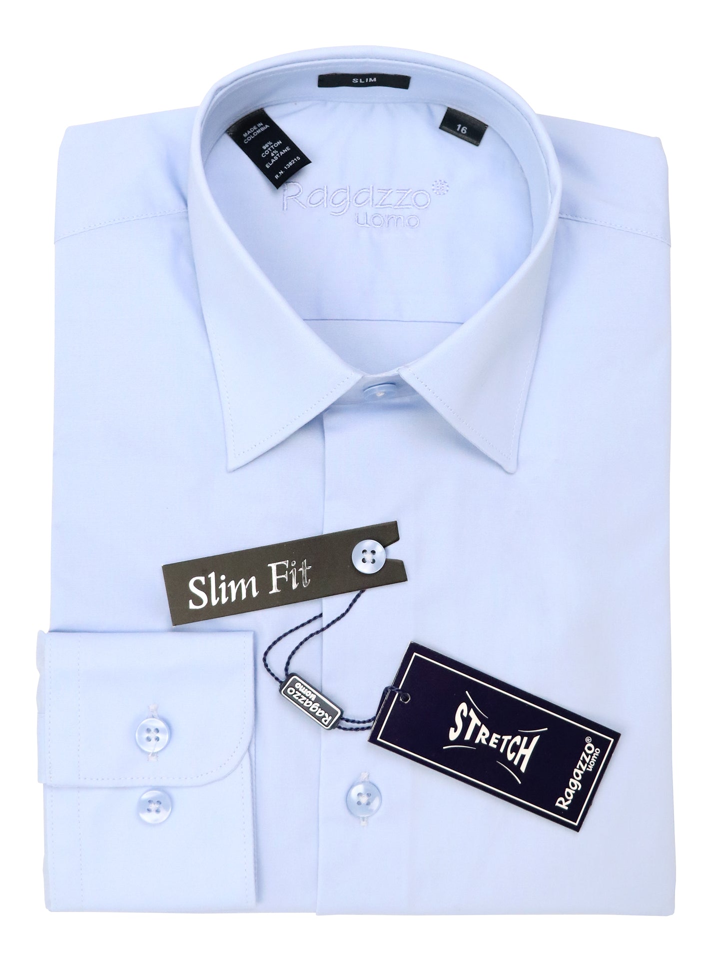 Ragazzo 37947 Boy's Dress Shirt - Stretch - Sky