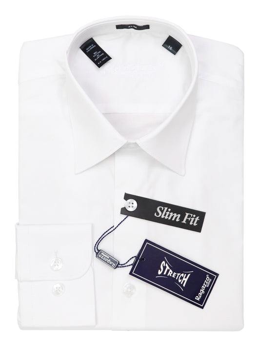 Ragazzo 37954 Boy's Dress Shirt - Stretch - White