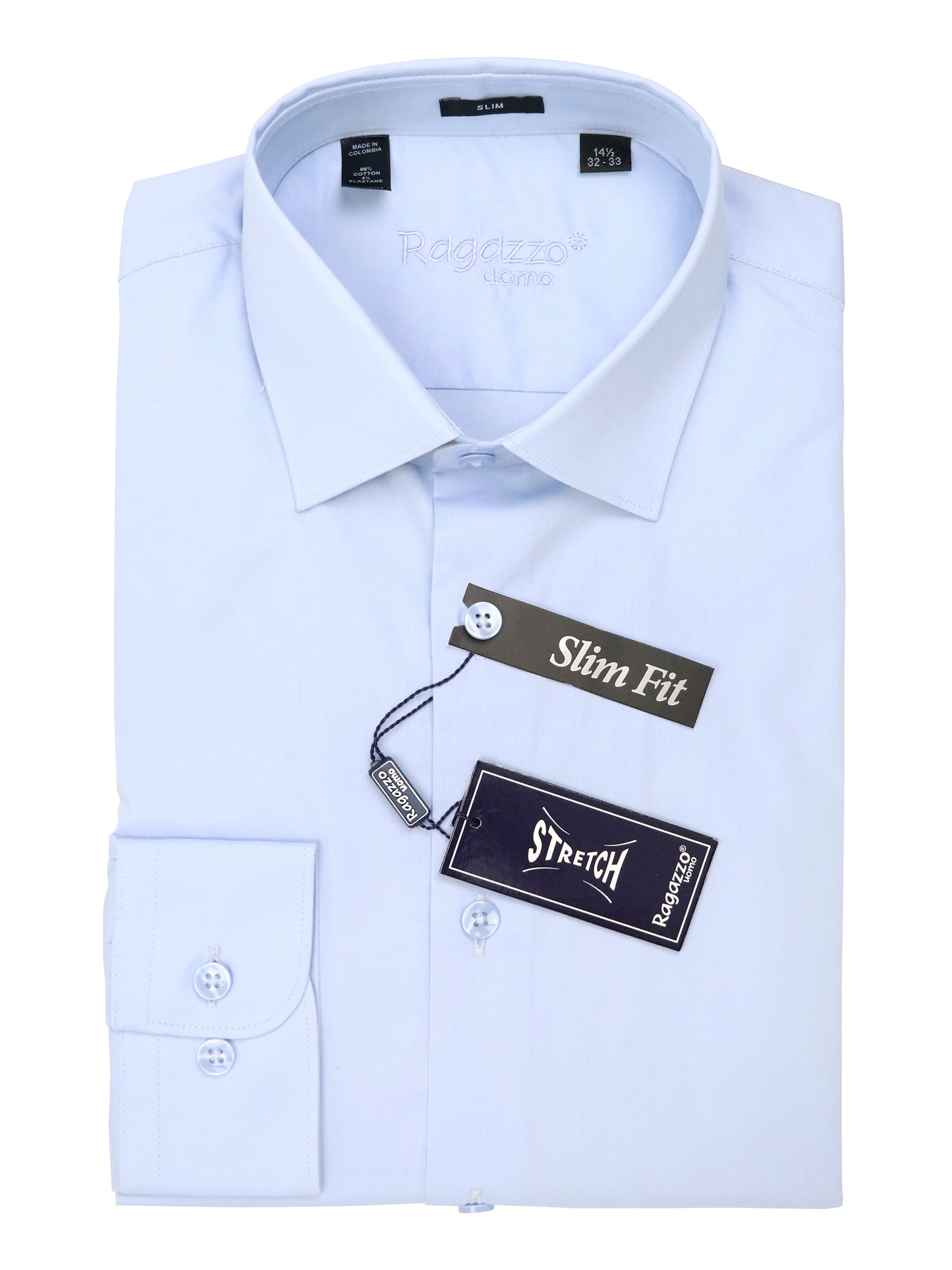 Ragazzo 37990 Young Men's Dress Shirt - Stretch - Sky