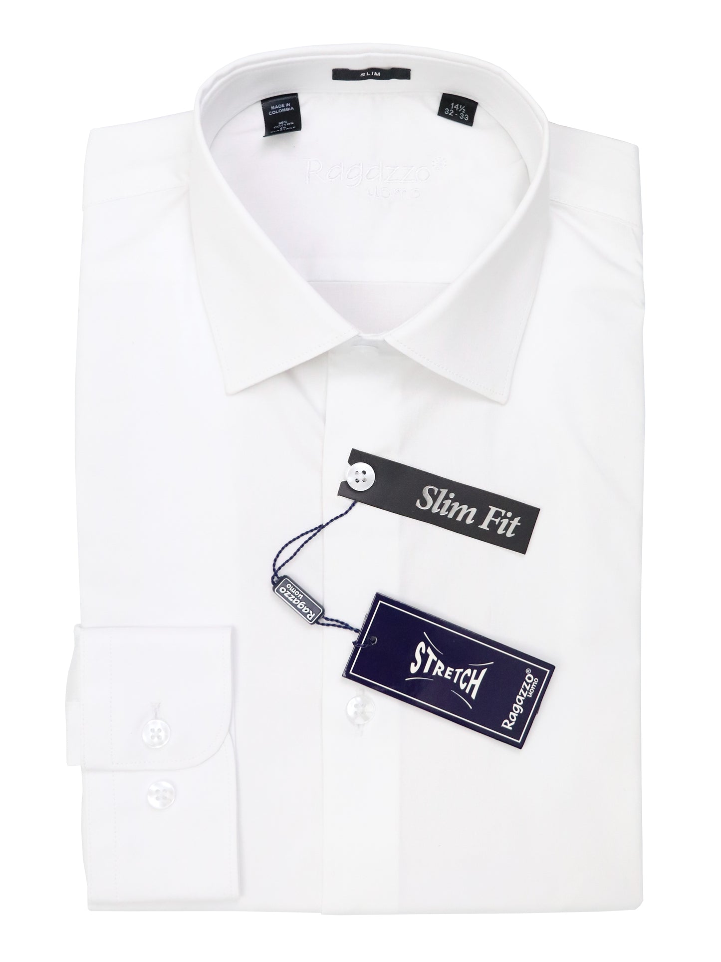 Ragazzo 38003 Young Men's Dress Shirt - Stretch - White