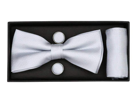 Image of Heritage House 38080 Young Men's Bow Tie Set - Diagonal Solid - Grey