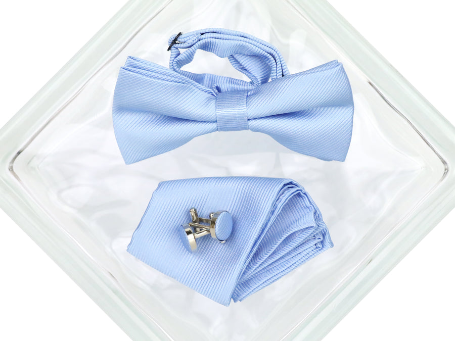 Heritage House 38081 Young Men's Bow Tie Set - Diagonal Solid - Powder