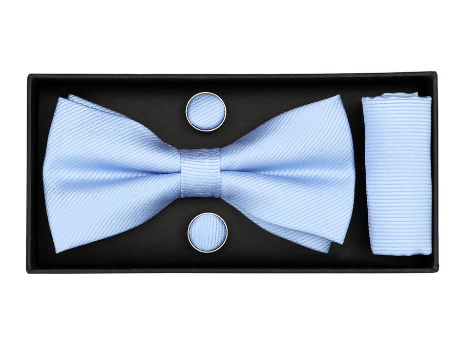 Heritage House 38081 Young Men's Bow Tie Set - Diagonal Solid - Powder