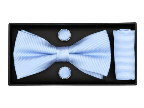 Image of Heritage House 38081 Young Men's Bow Tie Set - Diagonal Solid - Powder