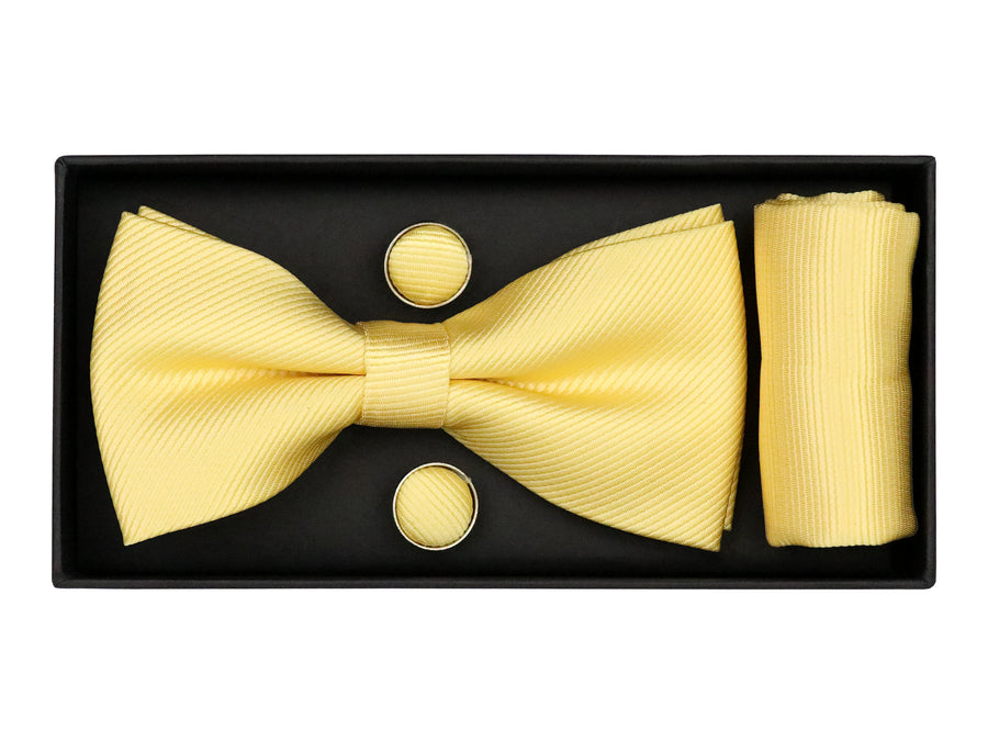 Heritage House 38082 Young Men's Bow Tie Set - Diagonal Solid - Yellow