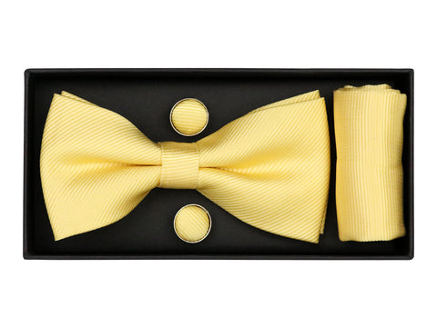 Image of Heritage House 38082 Young Men's Bow Tie Set - Diagonal Solid - Yellow