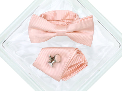 Image of Heritage House 38084 Young Men's Bow Tie Set - Diagonal Solid - Light Pink