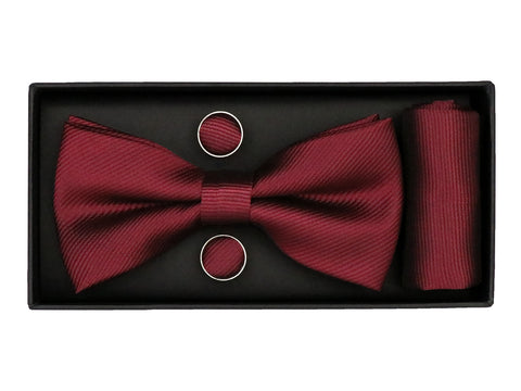 Image of Heritage House 38090 Young Men's Bow Tie Set - Diagonal Solid - Burgundy