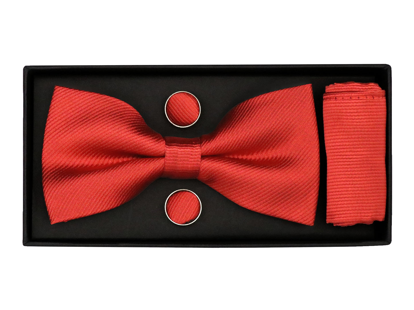 Heritage House 38091 Young Men's Bow Tie Set - Diagonal Solid - Red