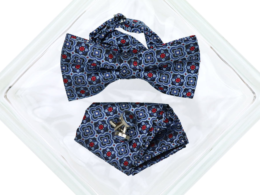 Heritage House 38095 Young Men's Bow Tie Set - Medallion - Powder/Red