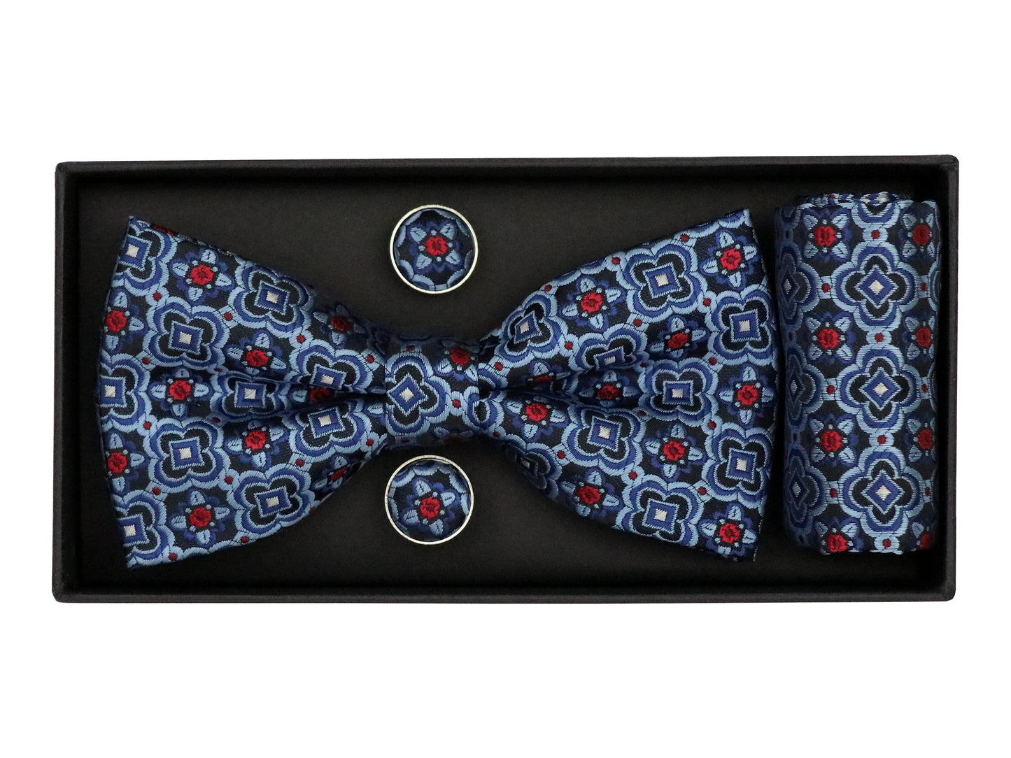 Heritage House 38095 Young Men's Bow Tie Set - Medallion - Navy/Powder/Red