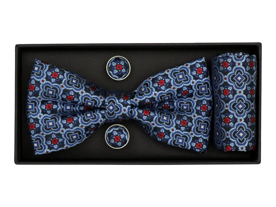 Heritage House 38095 Young Men's Bow Tie Set - Medallion - Powder/Red