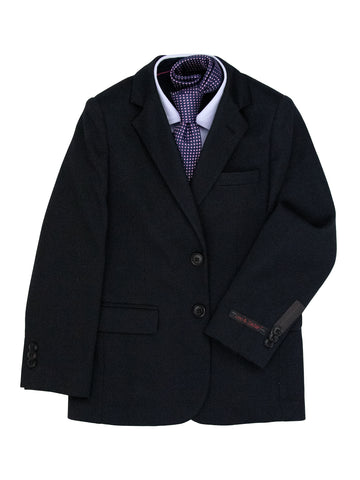 Image of Leo & Zachary 38104 Boy's Suit Separate Jacket - Pin Dot - Black