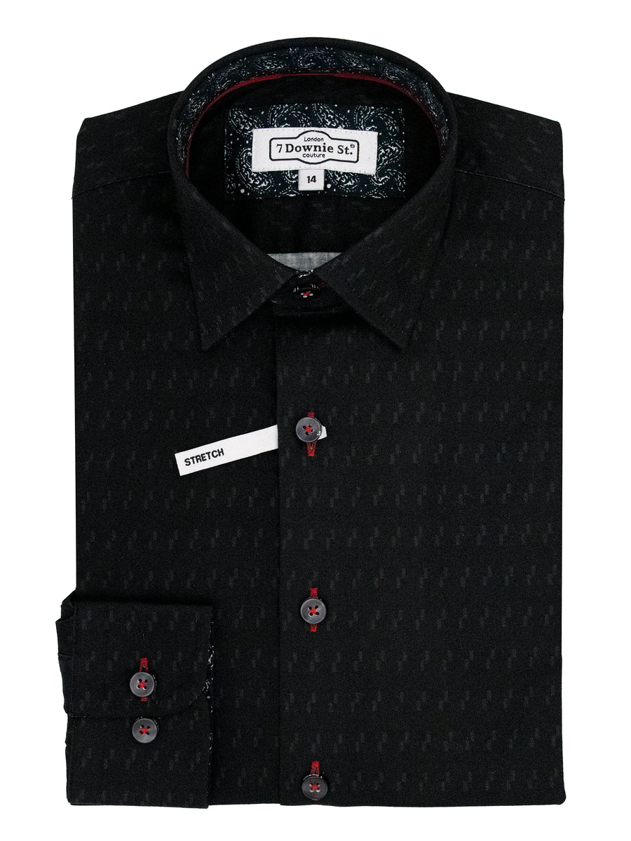 7 Downie St. 38189 Boy's Sport Shirt - Neat - Black