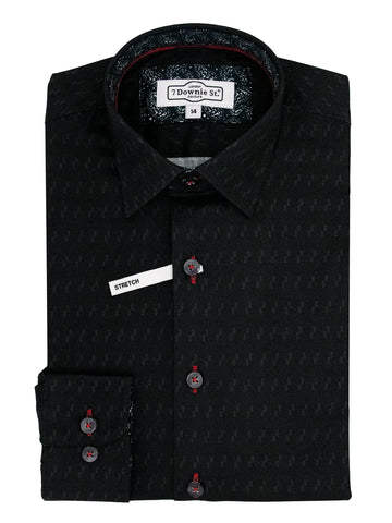 Image of 7 Downie St. 38189 Boy's Sport Shirt - Neat - Black