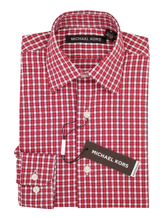 Michael Kors 38364 Boy's Dress Shirt - Check - Red/Black