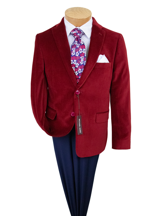 Michael Kors 38410 Boy's Sport Coat - Velvet - Red