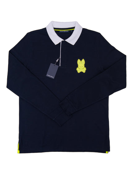 Psycho Bunny 36865 Young Men's Long Sleeve Pique Polo - Navy