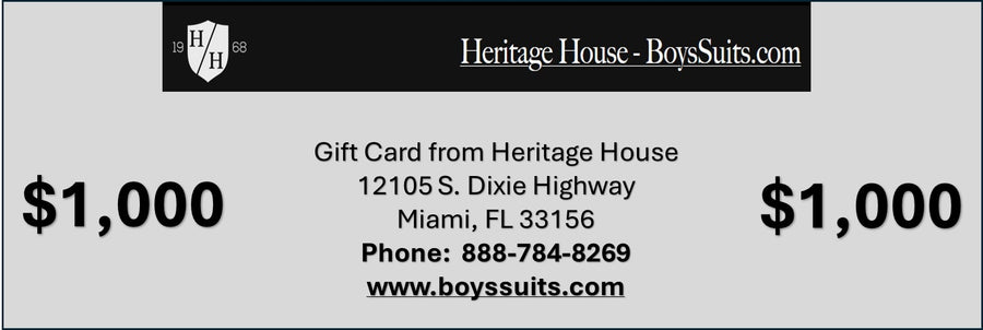 Heritage House - The Boy's Suit Source - Gift Card