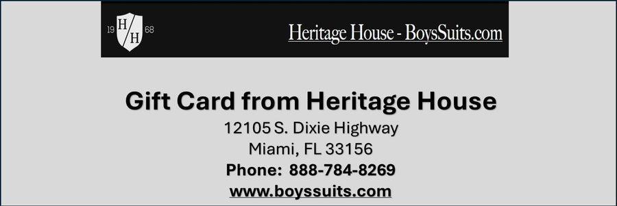 Heritage House - The Boy's Suit Source - Gift Card