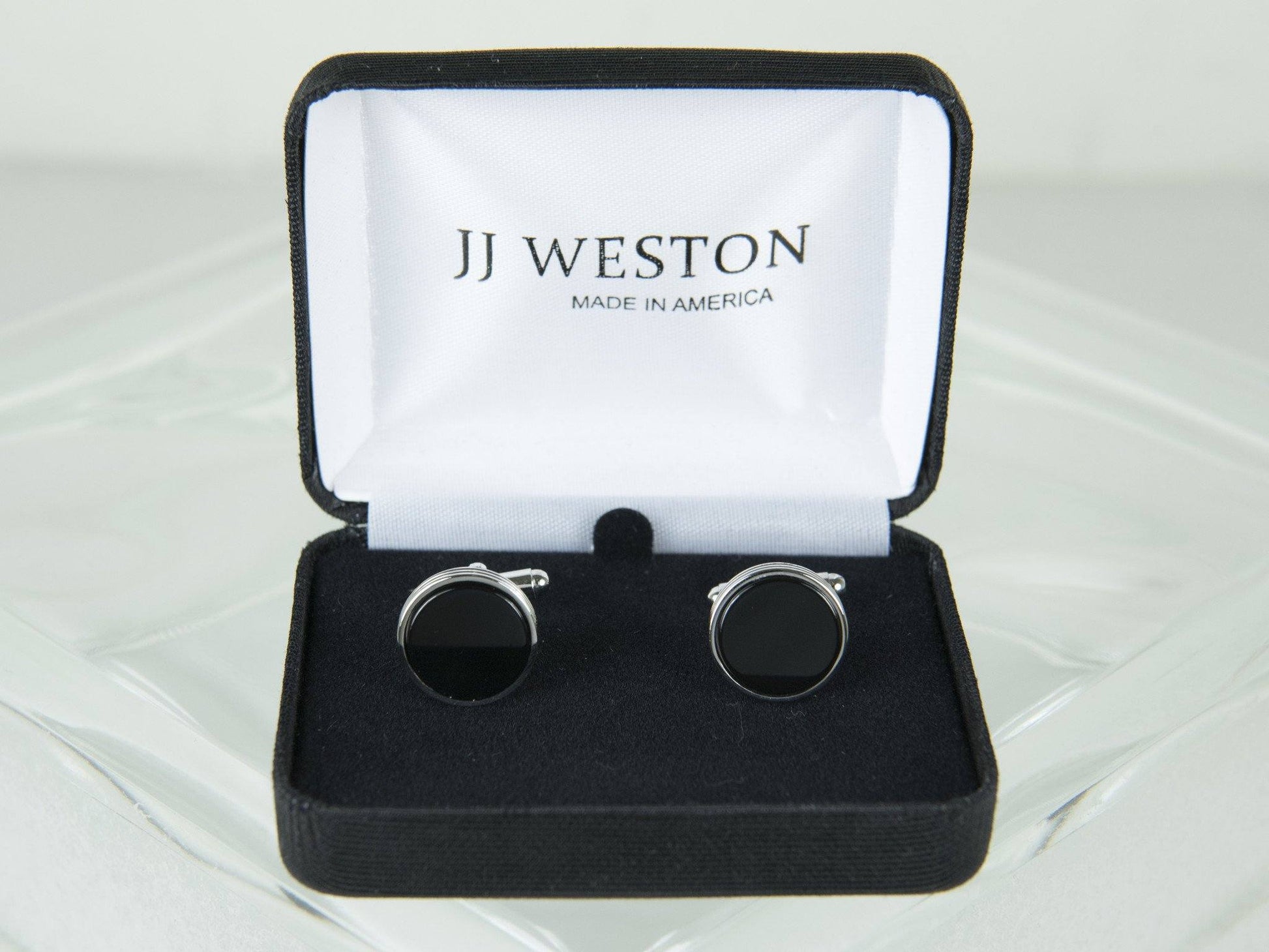 Boy's Cuff Links 11532 Silver/Black Boys Cufflinks JJ Weston 