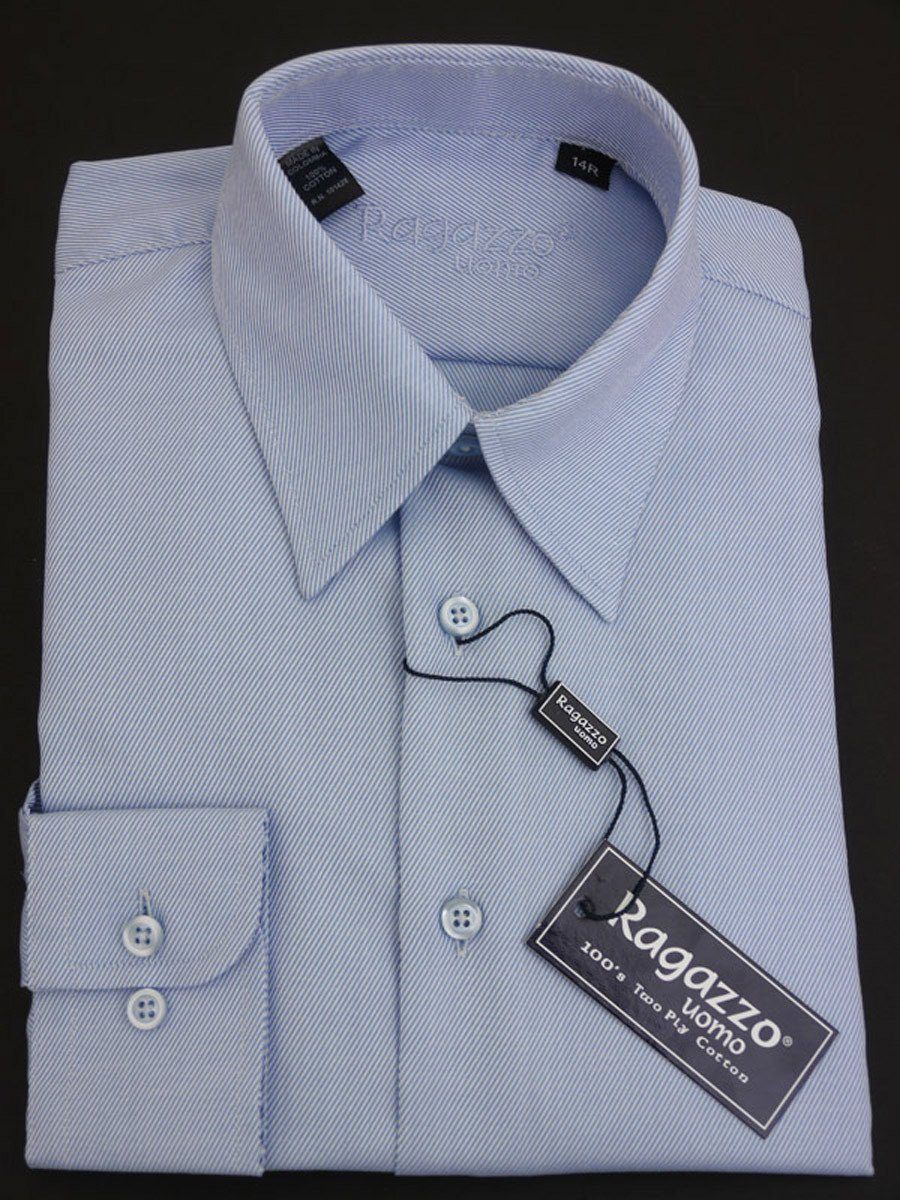 Ragazzo 12251 Boy's Dress Shirt - Tonal Diagonal Weave - Sky Blue