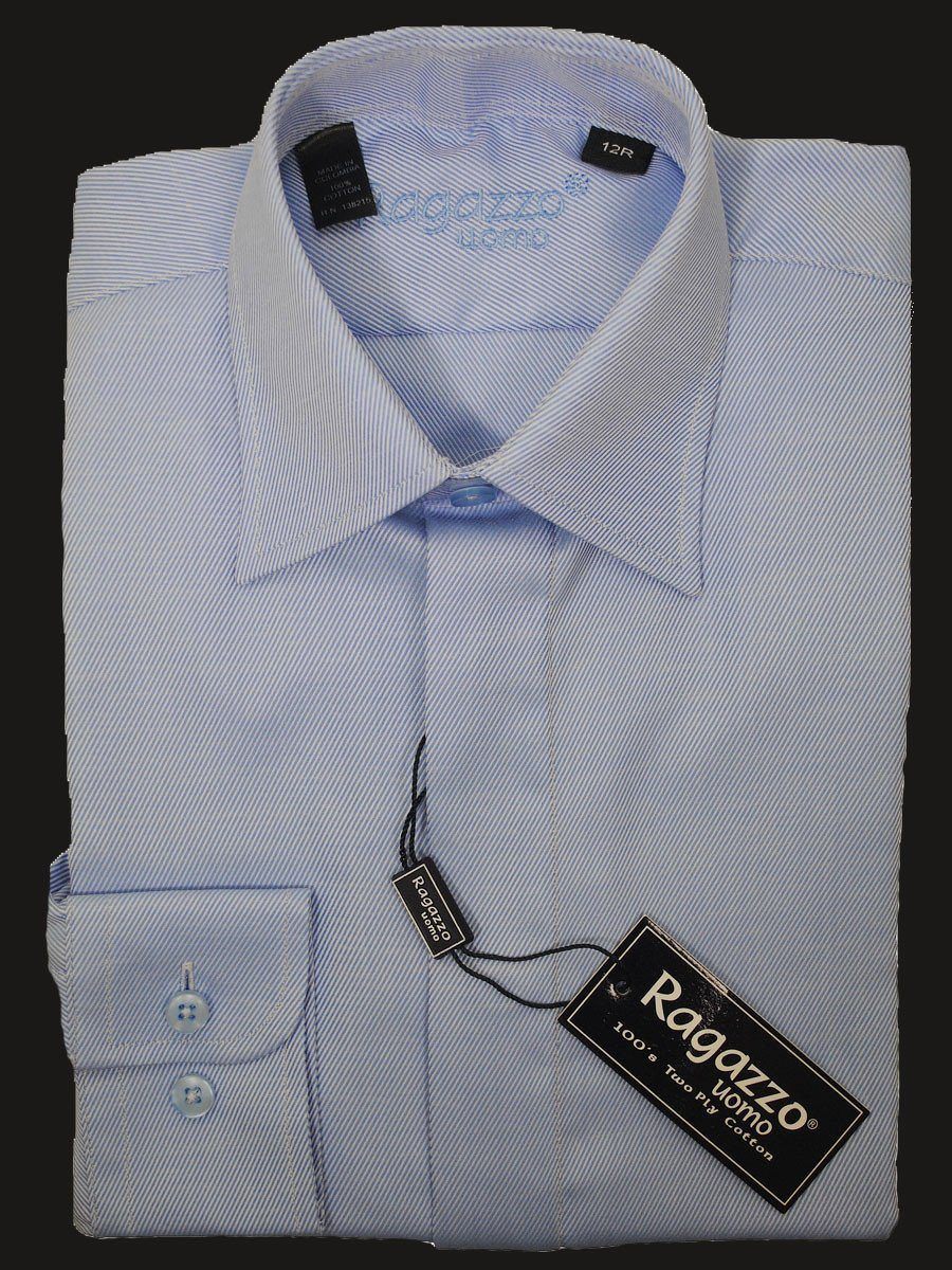 Ragazzo 12251 Boy's Dress Shirt - Tonal Diagonal Weave - Sky Blue