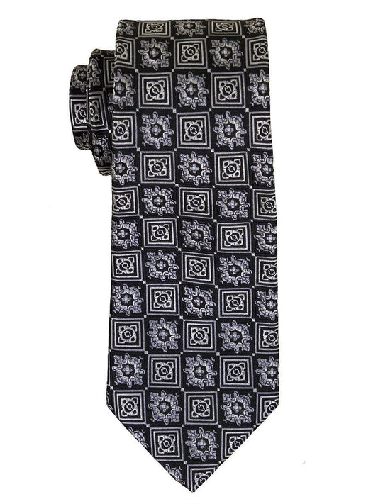 Heritage House 14441 100% Woven Silk Boy's Tie - Neat - Silver/Black