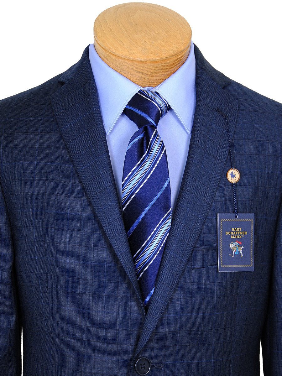 Hart Schaffner Marx 17579 Blue Boy's Suit - Glen Plaid - 100% Tropical Worsted Wool - Lined Boys Suit Hart Schaffner Marx 