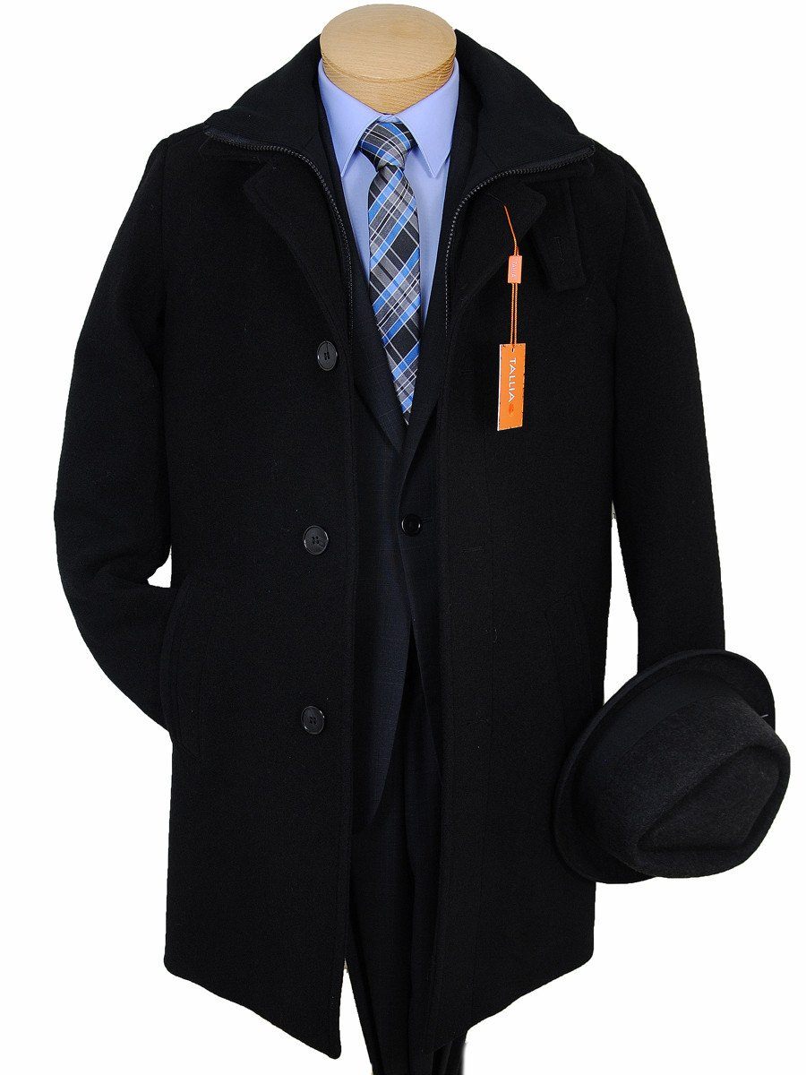 Boys Overcoat - Tallia - Black Wool Melton Boys Overcoat Tallia 