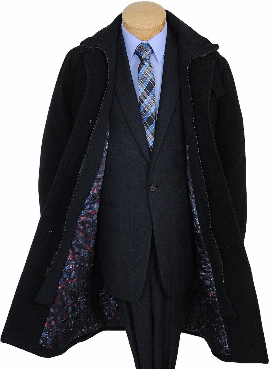 Boys Overcoat - Tallia - Black Wool Melton Boys Overcoat Tallia 