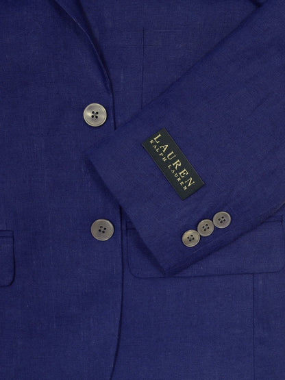 Lauren Ralph Lauren 19520 100% Linen Boy's Suit Separate Jacket - Linen - Blue, 2-Button Single Breasted Boys Suit Separate Jacket Lauren 