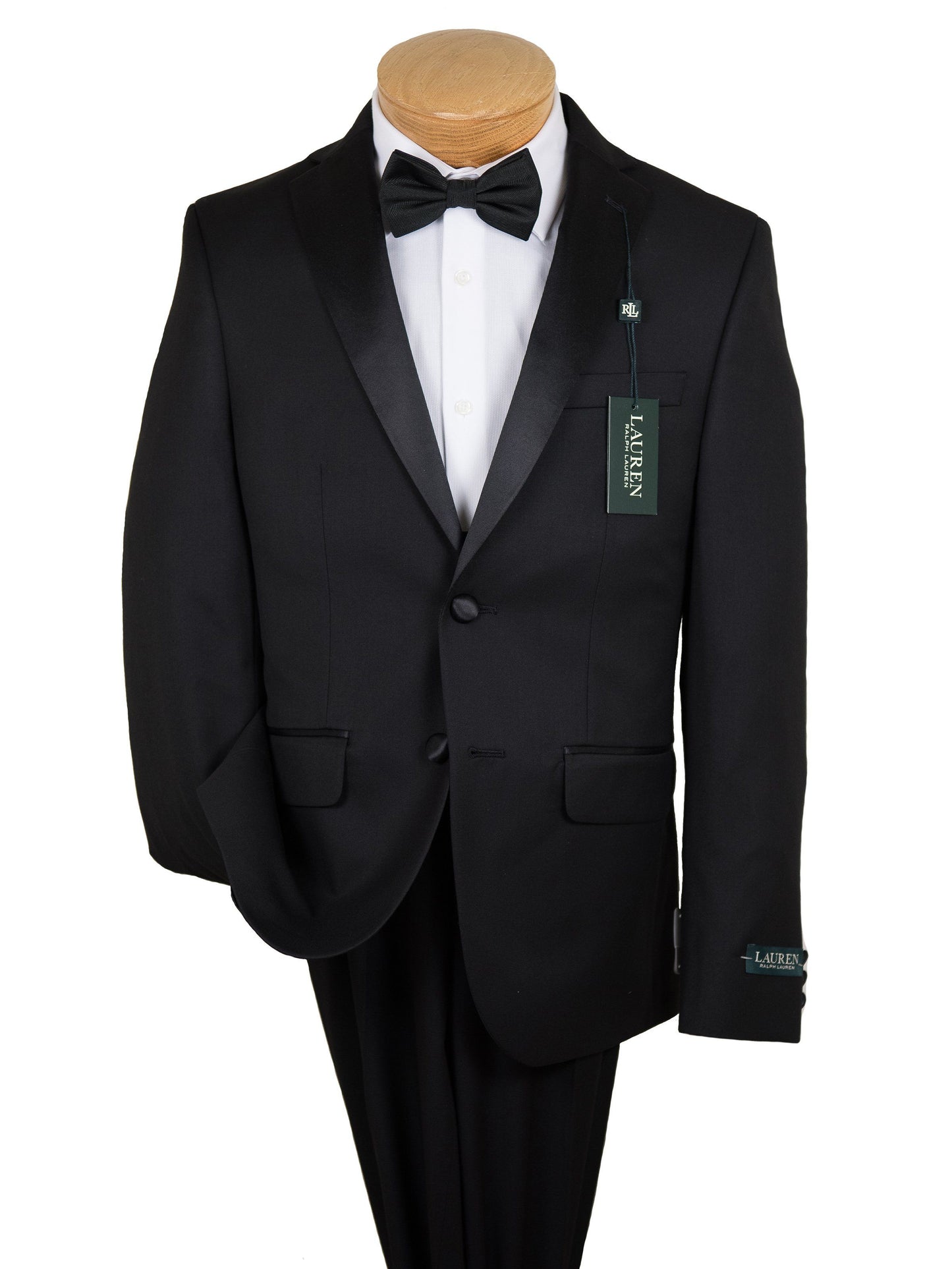 Lauren Ralph Lauren 19588 80% Polyester/ 20% Rayon Boy's 2-Piece Suit - Tuxedo - 2-Button Single Breasted Jacket, Plain Front Pant From Boys Tuxedo Lauren 