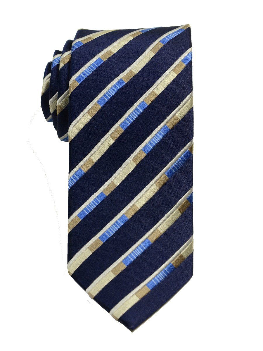 Heritage House 19795 100% Woven Silk Boy's Tie - Stripe - Navy/Khaki Boys Tie Heritage House 