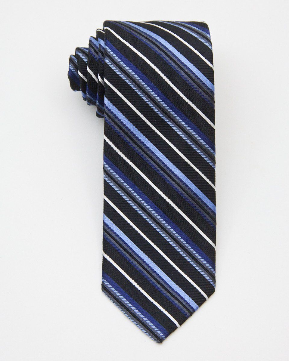 Heritage House 20708 100% Silk Woven Boy's Tie - Stripe - Black/Blue, Wool blend lining Boys Tie Heritage House 