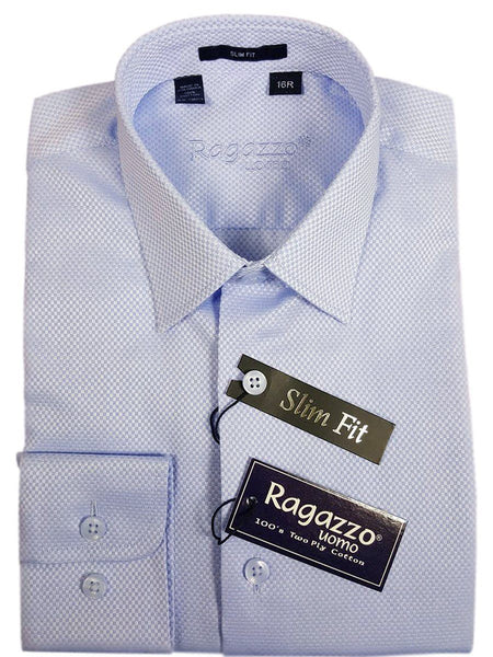 Ragazzo 21105 100% Cotton Boy's Dress Shirt - Box Weave - Sky Blue, Sk ...