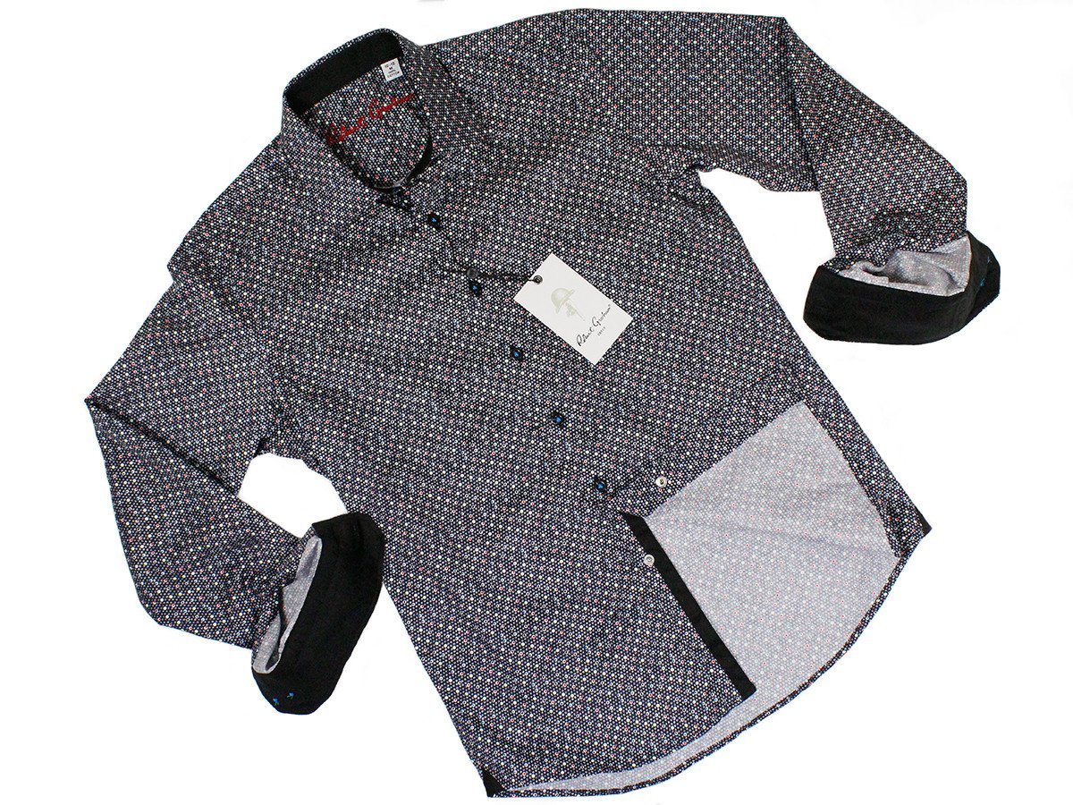 Boy's Sport Shirt 22932 Black Print Dots Boys Sport Shirt Robert Graham 