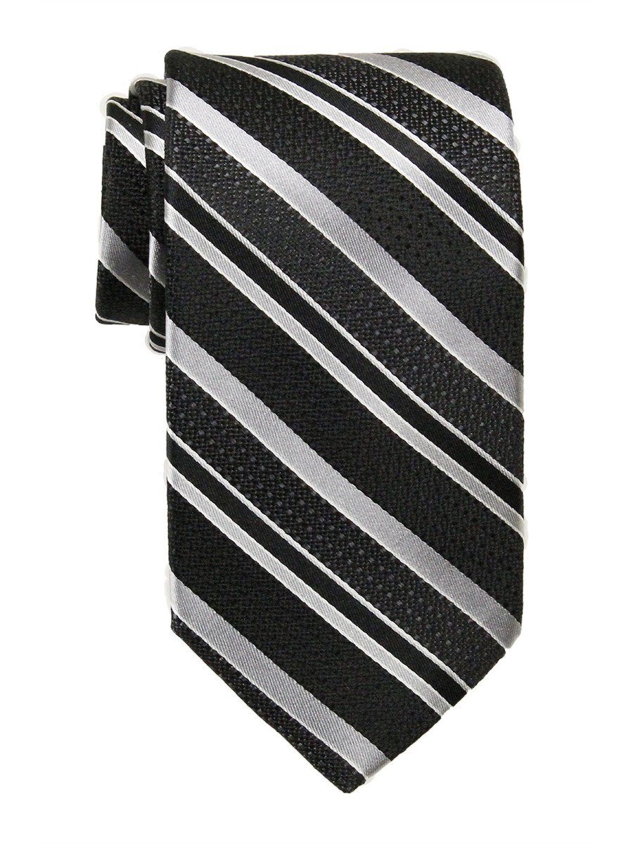 Heritage House 23766 100% Woven Silk Boy's Tie - Stripe - Black/Silver Boys Tie Heritage House 