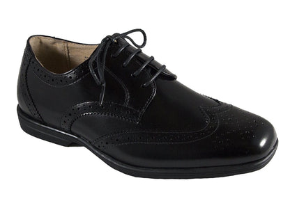 Florsheim 25573 Lace-Up Boy's Shoe - Wing Tip- Black Boys Shoes Florsheim 