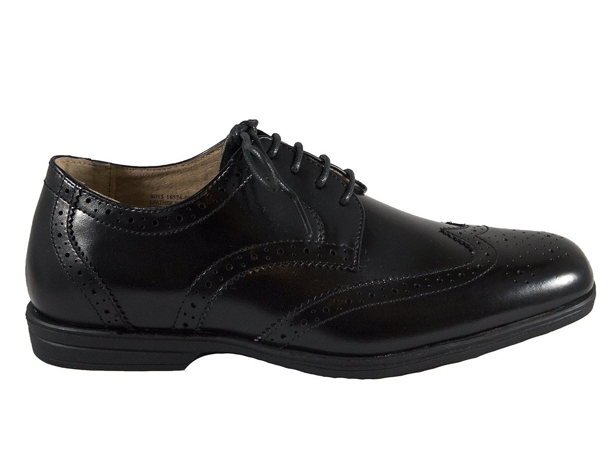 Florsheim 25573 Lace-Up Boy's Shoe - Wing Tip- Black Boys Shoes Florsheim 