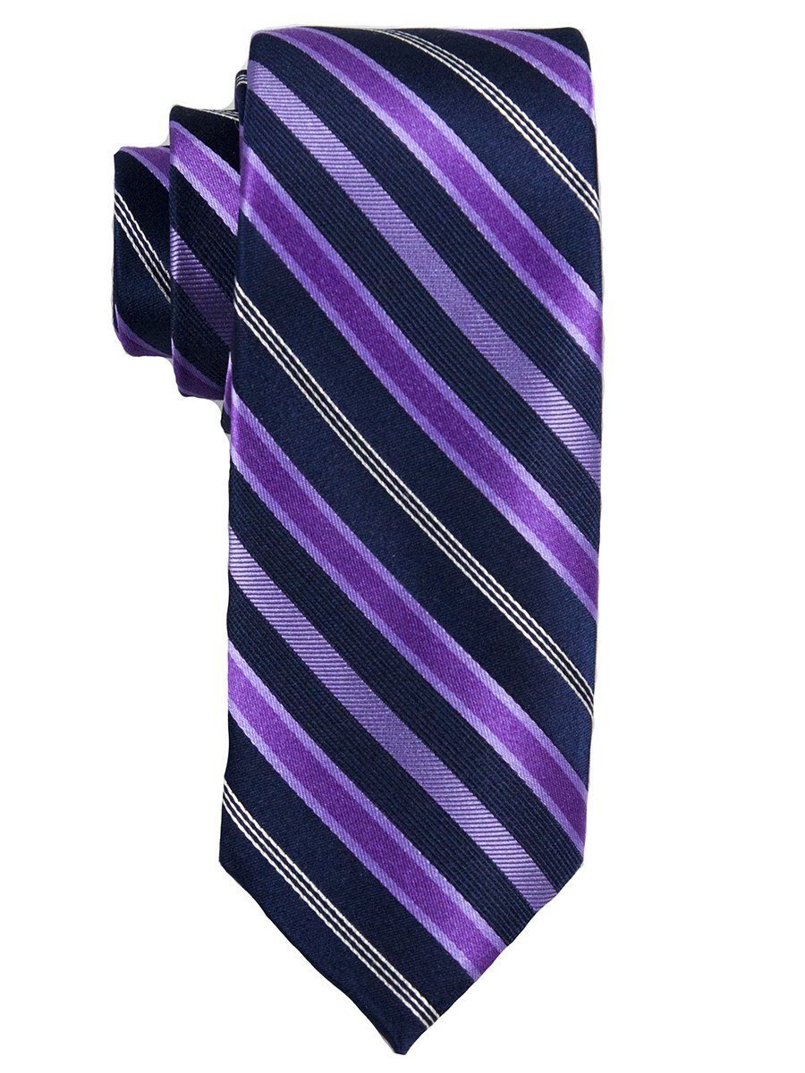 Heritage House 25649 100% Silk Boy's Tie - Stripe - Purple/Navy Boys Tie Heritage House 