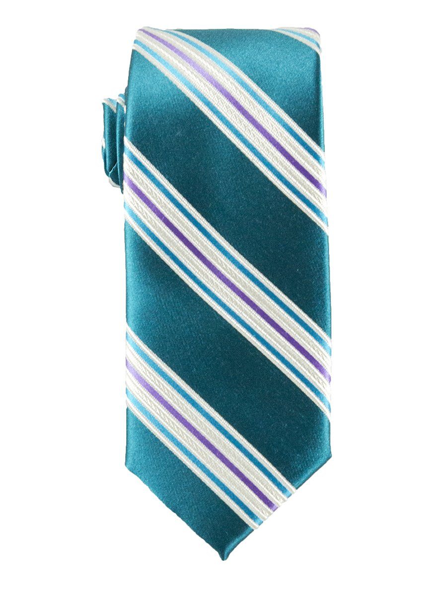 Heritage House 25795 100% Silk Boy's Tie - Stripe - Turquoise/Purple Boys Tie Heritage House 