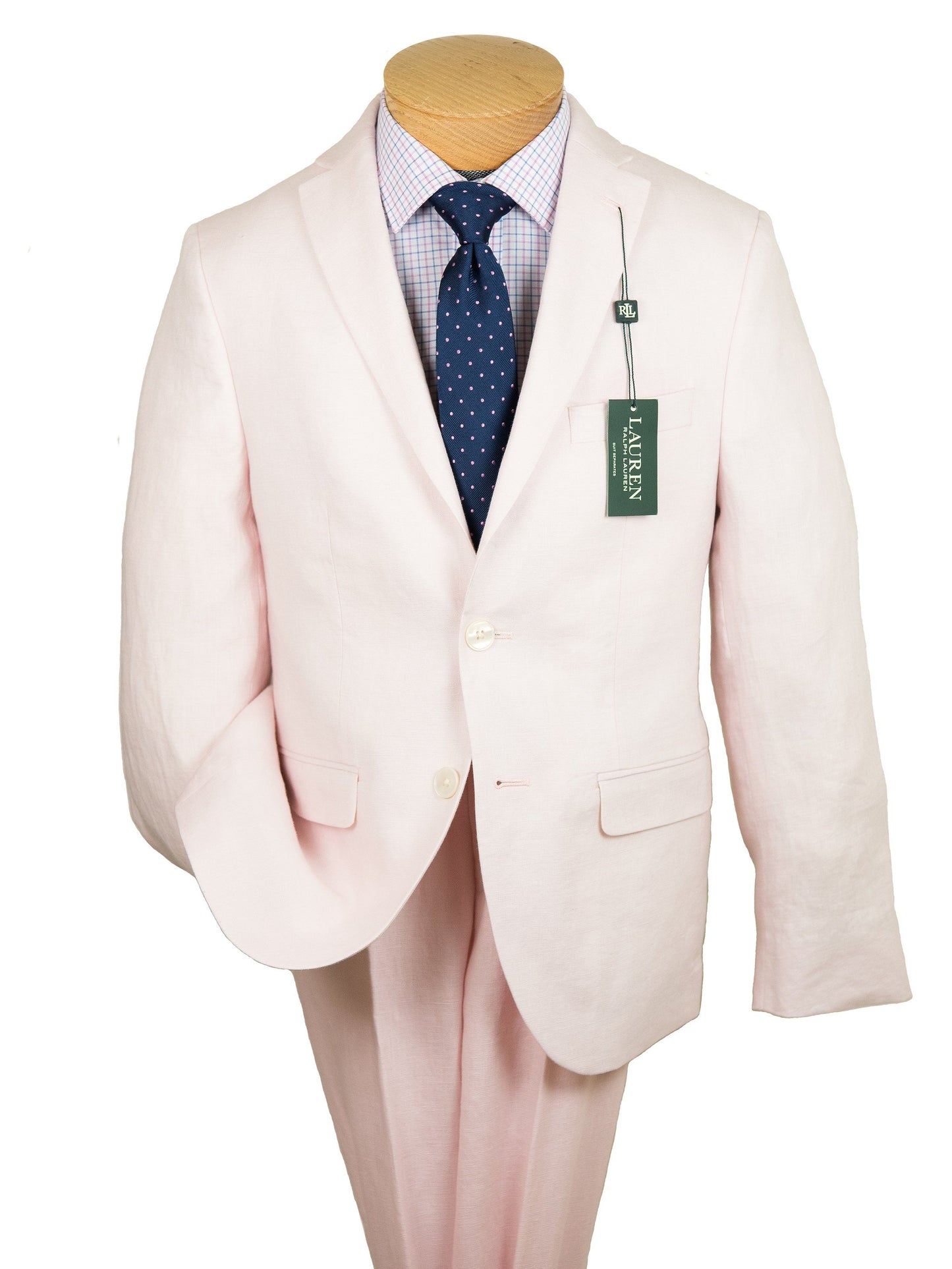 Lauren Ralph Lauren 26108 100% Linen Boy's Suit Separate Jacket - Solid Linen - Pink Boys Suit Separate Jacket Lauren 