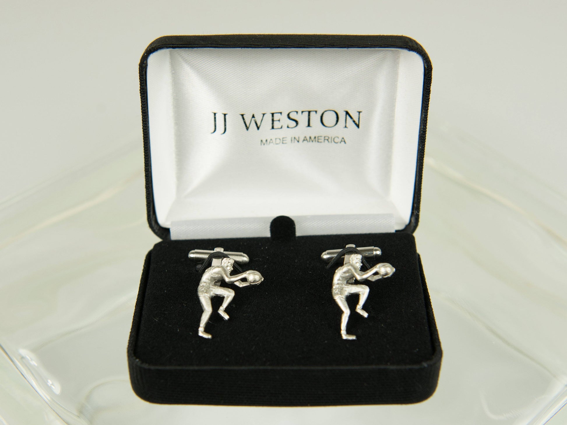 Boy's Cuff Links 26178 Silver Basketball Player Boy's Cuff Links JJ Weston 