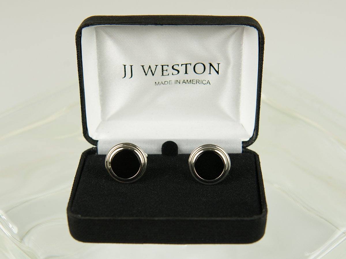 Boy's Cuff Links 26179 Silver with Onyx Boy's Cuff Links JJ Weston 