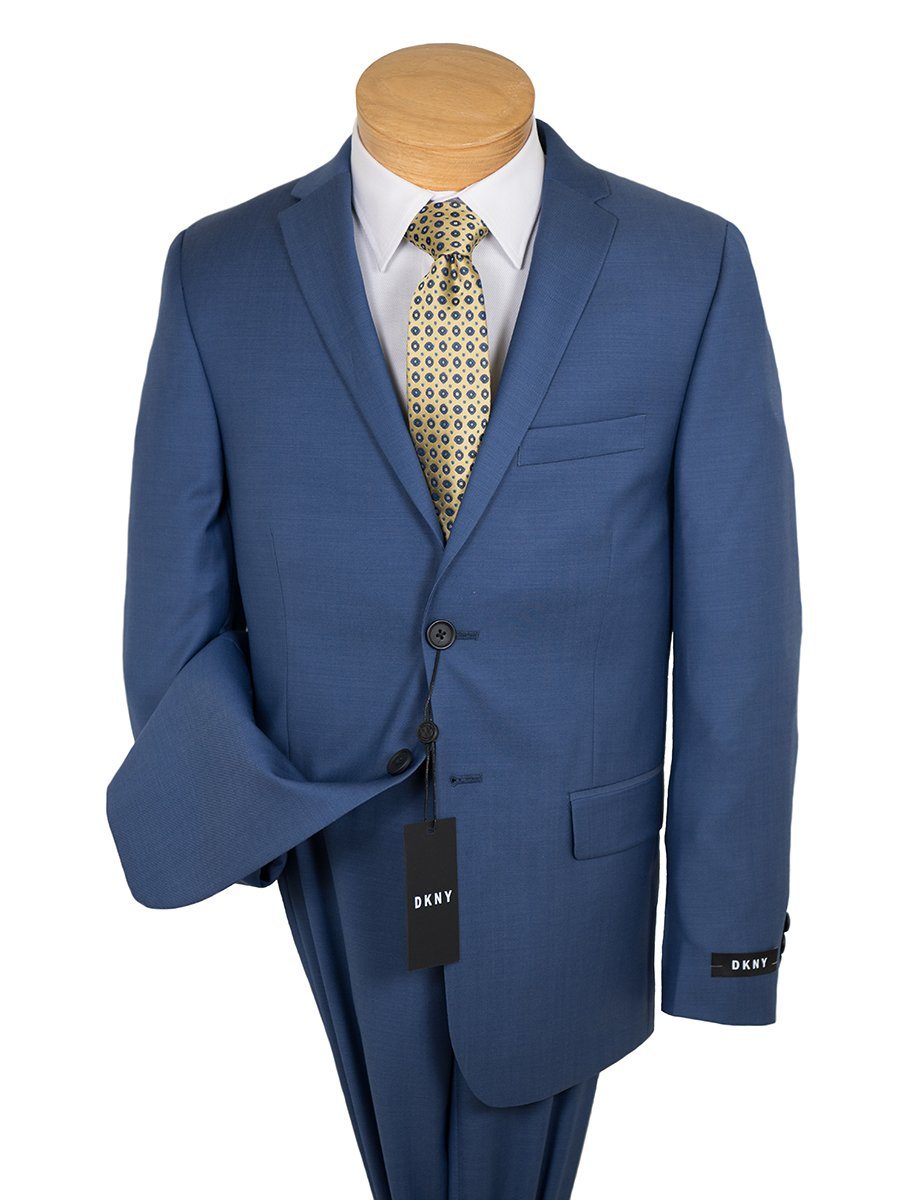 DKNY 26363 Skinny Fit Boy's Suit-Blue- Sharkskin Boys Suit DKNY 