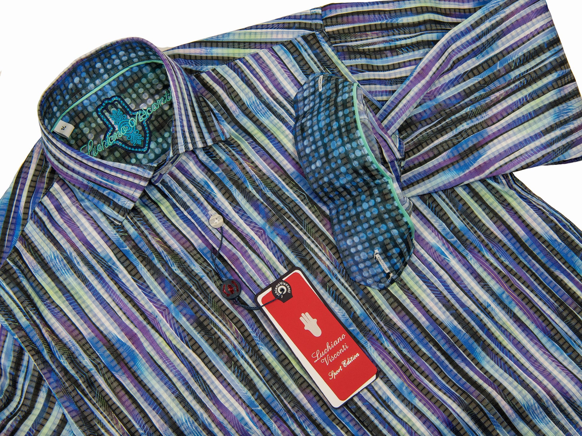 Luchiano Visconti Boy's Sport Shirt 28030 Purple/Multi Color Boys Sport Shirt Luchiano Visconti 