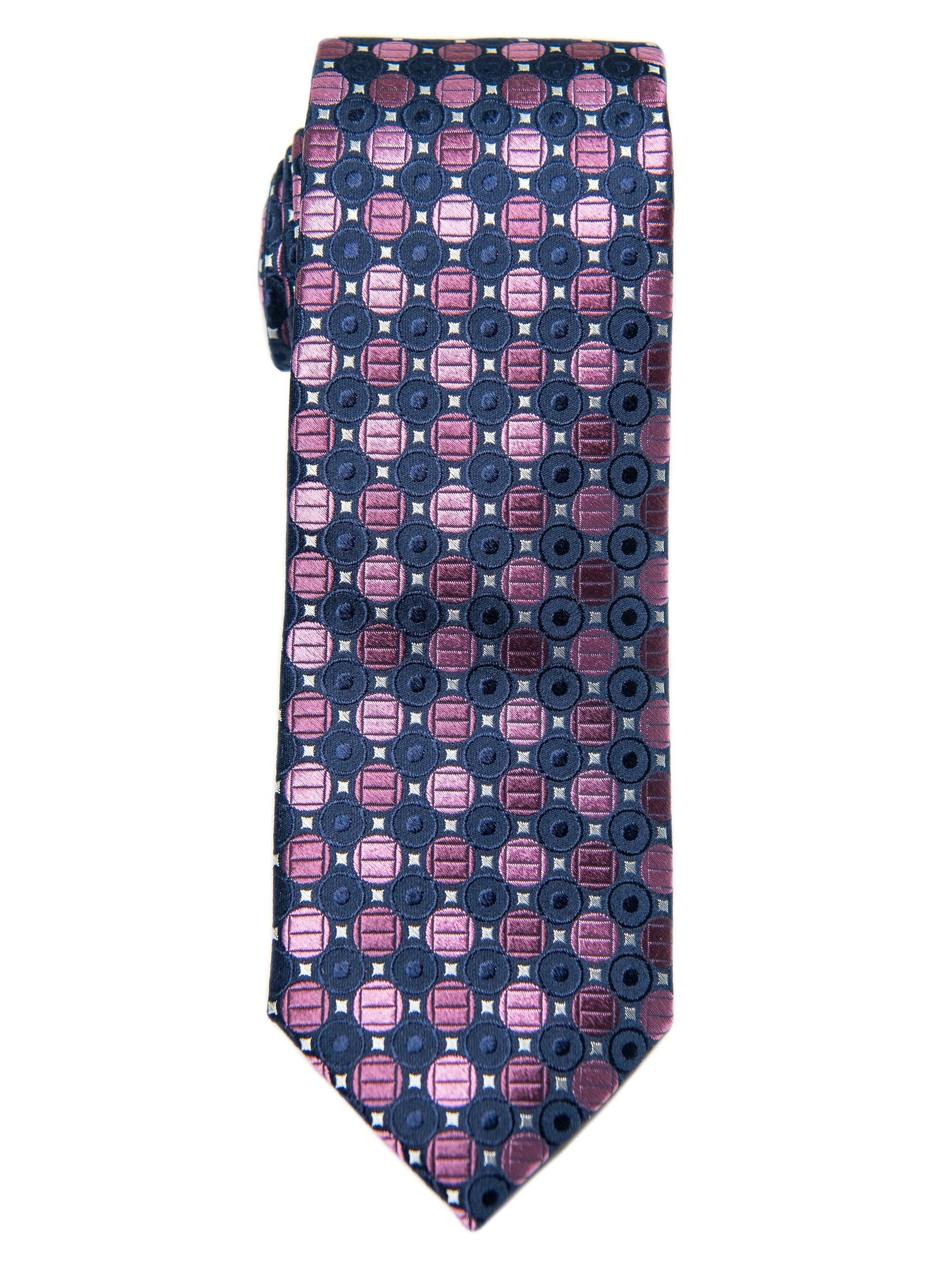 Boy's Tie 28447 Neat Pattern-Navy/Purple Boys Tie Heritage House 